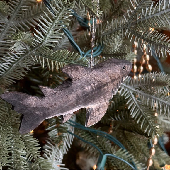Wooden Shark Christmas Ornament Brown Fish Aquarium Marine Life Holiday Animal - Picture 4 of 6